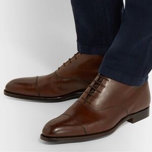 George Cleverley William Cap-Toe Brown Leather Boots, sz UK9.5E (wide), US 10.5E
